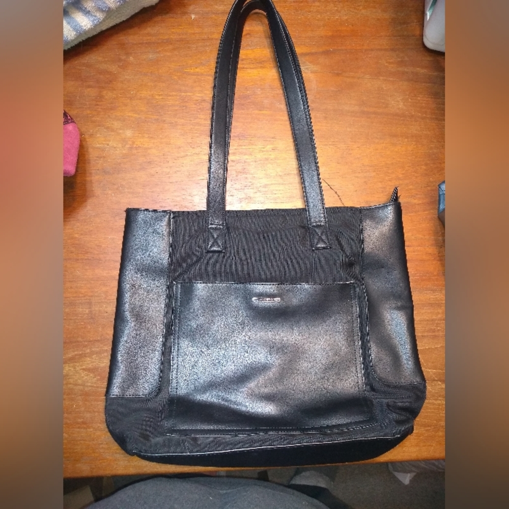 Roots 73 Faux Leather Black Shoulder Bag, Clean Inside, Some Issues - Picture 1 of 12
